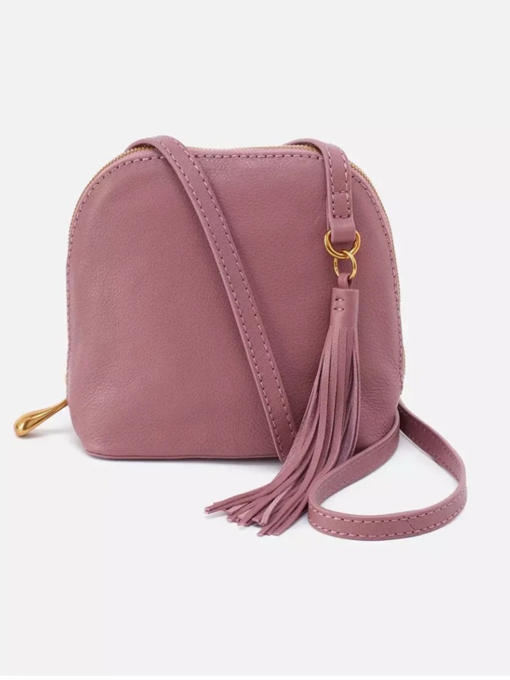 NWT HOBO Nash Leather Crossbody Bag with Tassel and Brass Mauve Pink Dusty Rose